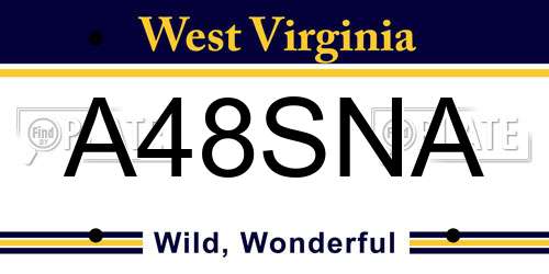 A48SNA West Virginia License Plate