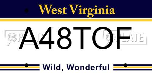 A48TOF West Virginia License Plate