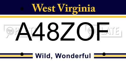 A48ZOF West Virginia License Plate