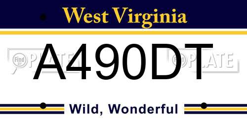 A490DT West Virginia License Plate