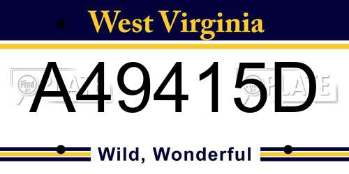 A49415D West Virginia License Plate