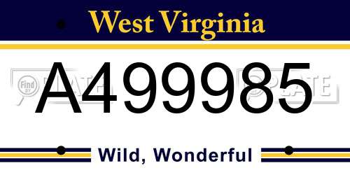 A499985 West Virginia License Plate
