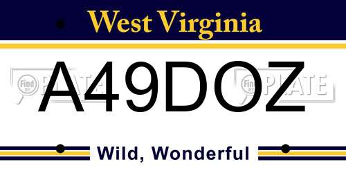 A49DOZ West Virginia License Plate