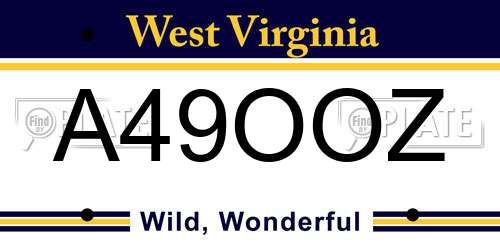 A49OOZ West Virginia License Plate