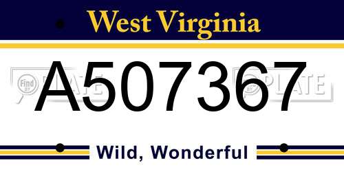 A507367 West Virginia License Plate