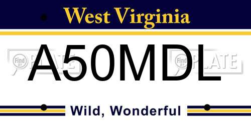 A50MDL West Virginia License Plate