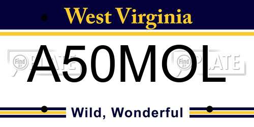 A50MOL West Virginia License Plate