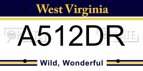 A512DR West Virginia License Plate