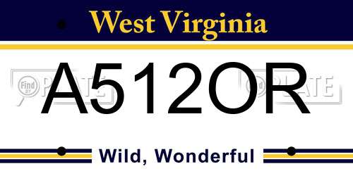 A512OR West Virginia License Plate