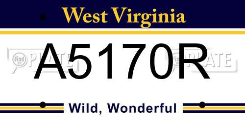 A5170R West Virginia License Plate