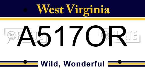A517OR West Virginia License Plate