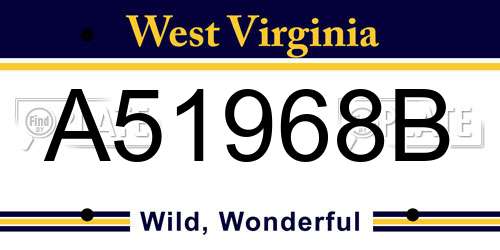 A51968B West Virginia License Plate