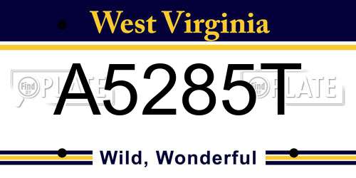 A5285T West Virginia License Plate