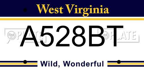 A528BT West Virginia License Plate