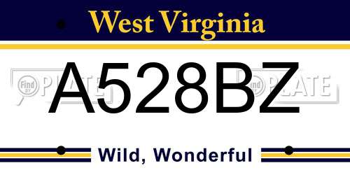 A528BZ West Virginia License Plate