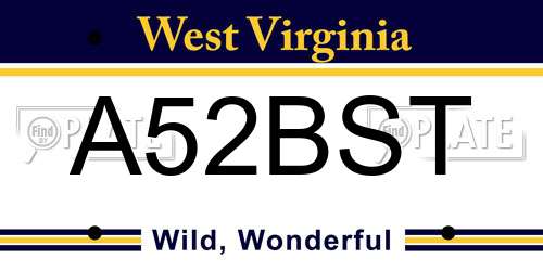 A52BST West Virginia License Plate