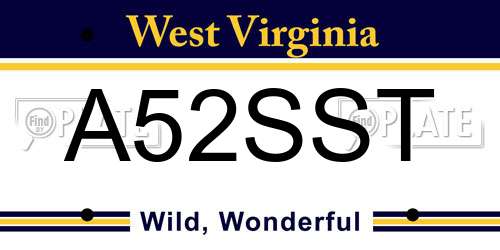A52SST West Virginia License Plate