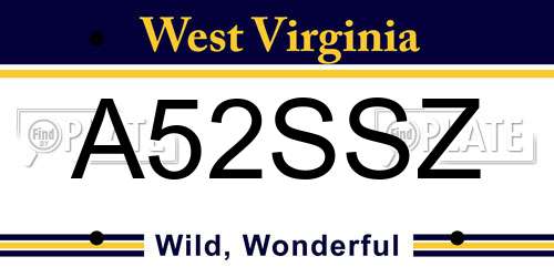 A52SSZ West Virginia License Plate
