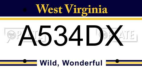 A534DX West Virginia License Plate