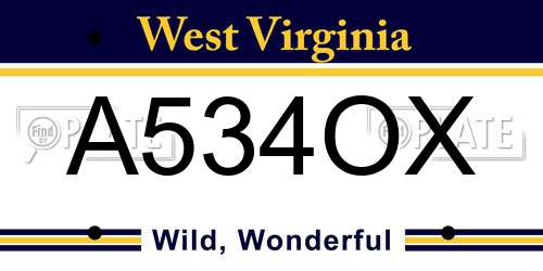 A534OX West Virginia License Plate