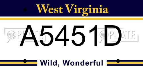 A5451D West Virginia License Plate