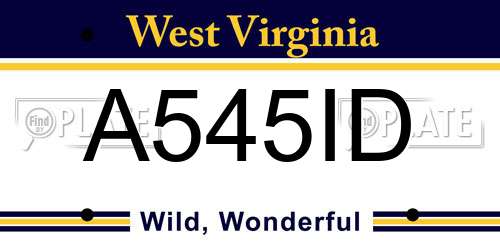 A545ID West Virginia License Plate