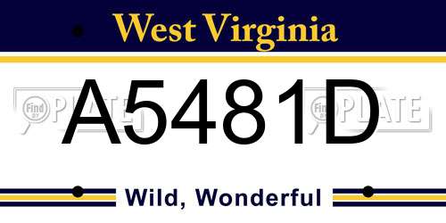 A5481D West Virginia License Plate