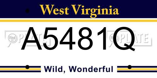 A5481Q West Virginia License Plate