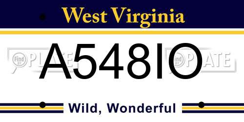 A548IO West Virginia License Plate