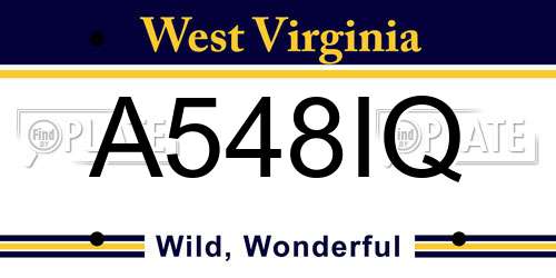 A548IQ West Virginia License Plate