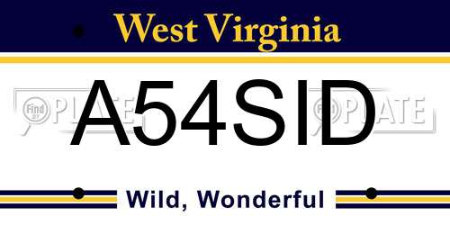 A54SID West Virginia License Plate
