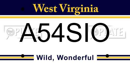 A54SIO West Virginia License Plate