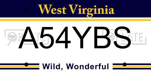 A54YBS West Virginia License Plate