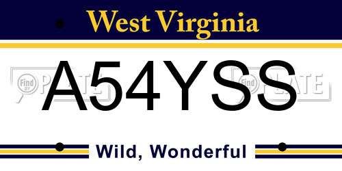 A54YSS West Virginia License Plate