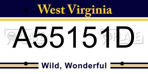 A55151D West Virginia License Plate