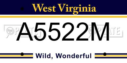 A5522M West Virginia License Plate
