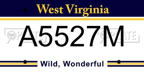 A5527M West Virginia License Plate