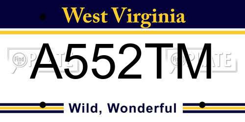 A552TM West Virginia License Plate