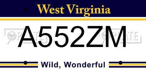 A552ZM West Virginia License Plate