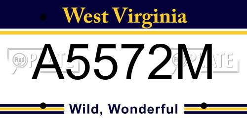 A5572M West Virginia License Plate