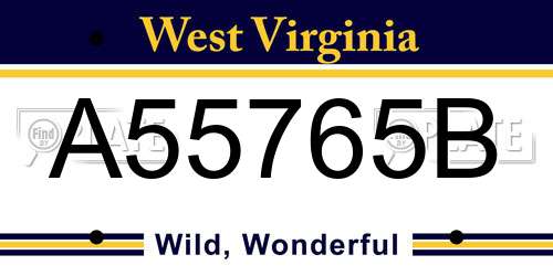 A55765B West Virginia License Plate