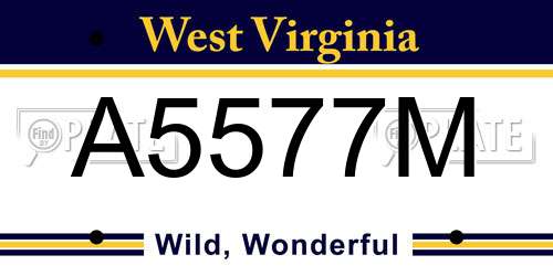 A5577M West Virginia License Plate