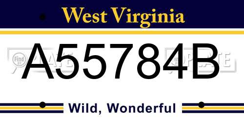 A55784B West Virginia License Plate