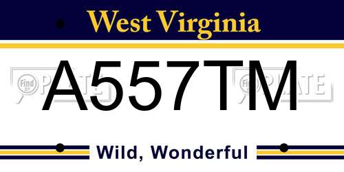 A557TM West Virginia License Plate