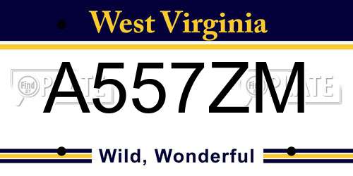 A557ZM West Virginia License Plate