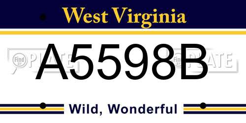 A5598B West Virginia License Plate