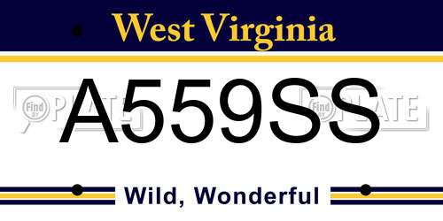 A559SS West Virginia License Plate