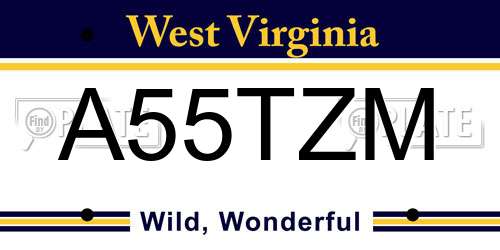 A55TZM West Virginia License Plate