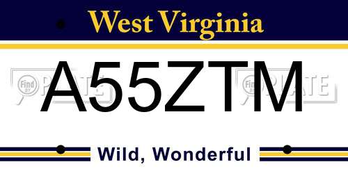 A55ZTM West Virginia License Plate
