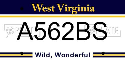 A562BS West Virginia License Plate